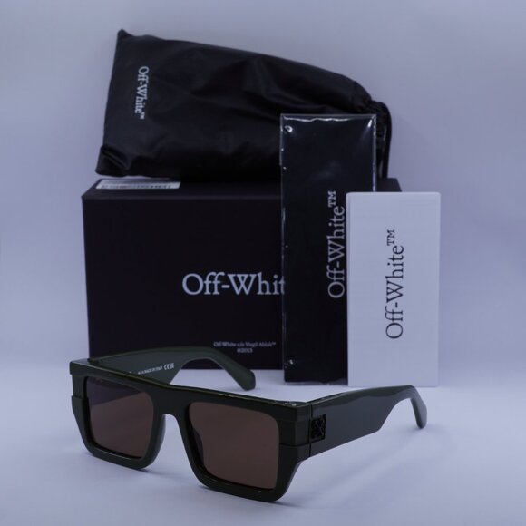 Off-White OERI149 CHESTER 5664 Sunglasses Military Green Square Frame - Picture 10 of 10